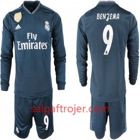 Real Madrid Fodboldtrøjer BENZEMA 11 Børn Udebanesæt 2018/19 Langærmet